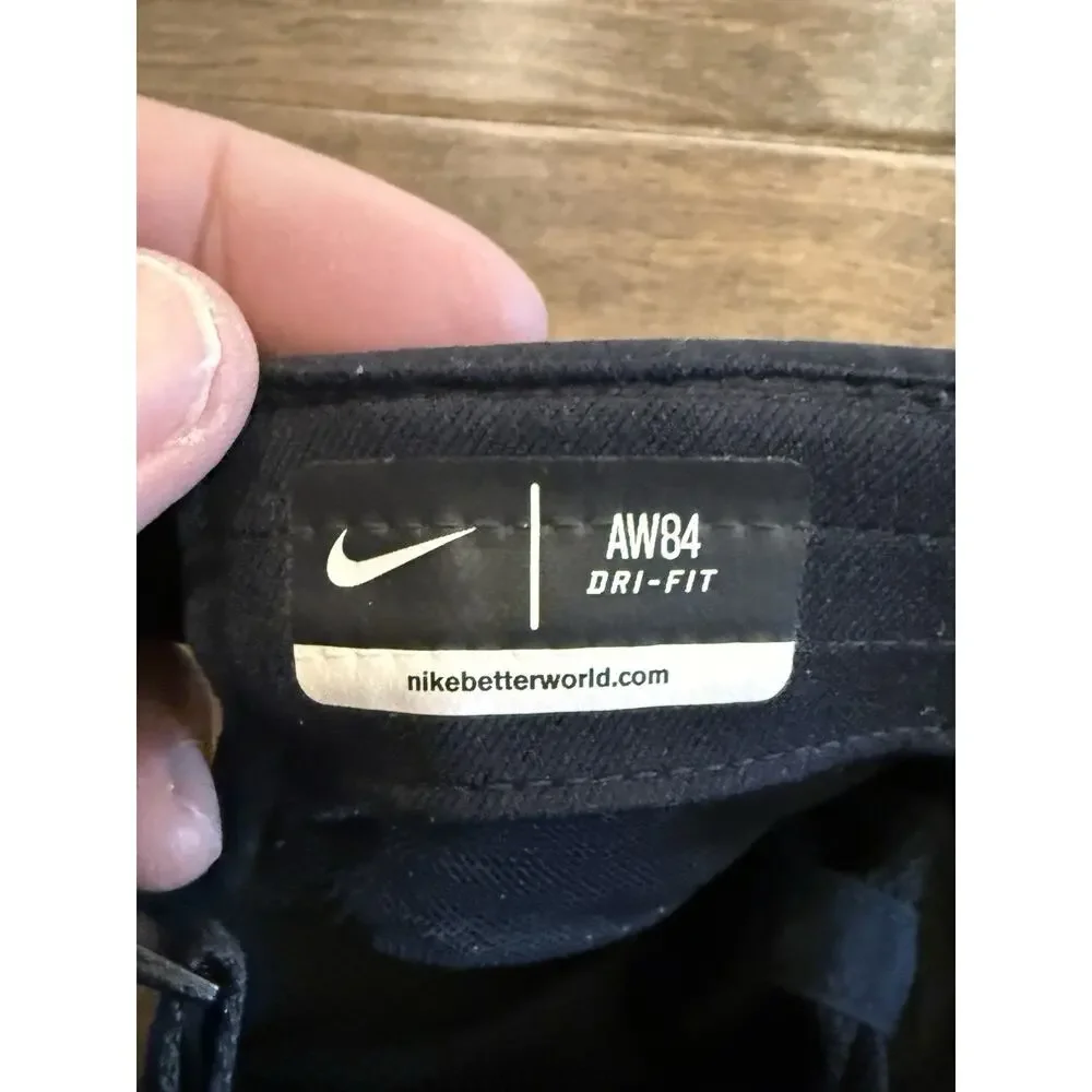 Nike AW84 Dri-Fit 5 Panel Black Mesh Reflective Pocket Zip Adjustable Hat Cap